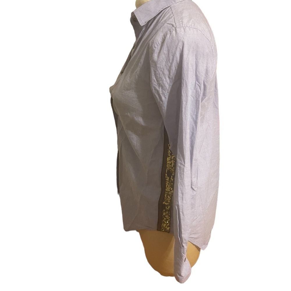 J. Crew Blue Button Down With Sequin Stripe - image 3